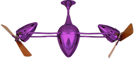 Matthews Fan AR-LTPURPLE-WD Ar Ruthiane 360° dual headed rotational ceiling fan in Ametista (Purple) finish with solid sustainable mahogany wood blades.
