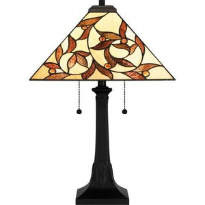 Quoizel TF6154MBK Tiffany Table lamp tiffany 2 lights matte black. Table Lamp