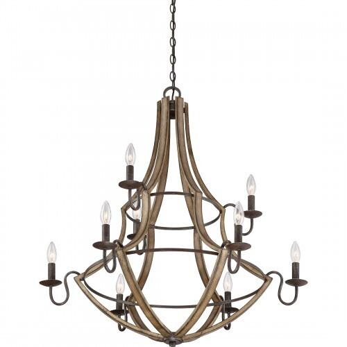 Quoizel SHR5009RK Shire 9 light chandelier rustic black Chandelier