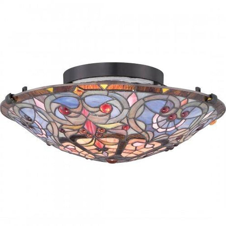 Quoizel TF1805SVB Carroll Flush mount tiffany 16"d vintage bronze Flush Mount