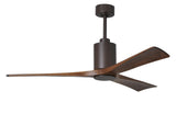 Matthews Fan PA3-TB-WA-60 Patricia-3 three-blade ceiling fan in Textured Bronze finish with 60” solid walnut tone blades and dimmable LED light kit 