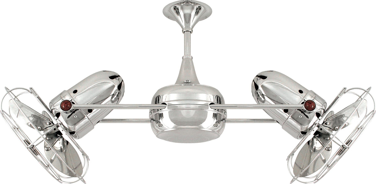 Matthews Fan DD-CR-MTL-DAMP Duplo Dinamico 360” rotational dual head ceiling fan in Polished Chrome finish with Metal blades for damp locations.