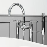 Tisbury Traditional 2-Handle Tub Filler with Hand Shower in Polished Chrome