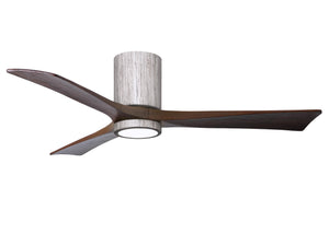 Matthews Fan IR3HLK-BW-WA-52 Irene-3HLK three-blade flush mount paddle fan in Barn Wood finish with 52” solid walnut tone blades and integrated LED light kit.