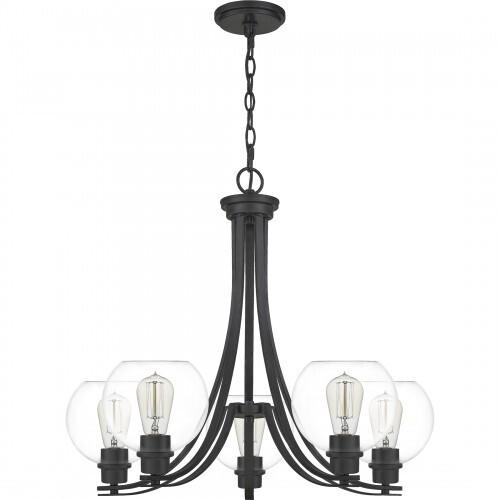 Quoizel PRUC5026MBK Pruitt Chandelier 5 light matte black Chandelier