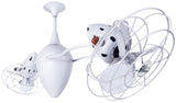 Matthews Fan AR-WH-MTL Ar Ruthiane 360° dual headed rotational ceiling fan in gloss white finish with metal blades.