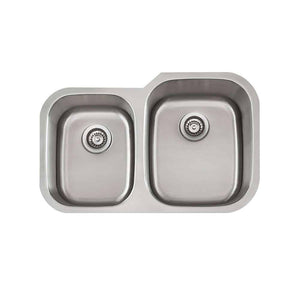 LENOVA SS-CL-D2R Undermount Double Bowl 32 x 21 8/9 - Brushed Satin UNDERMOUNT KITCHEN SINK Kitchen,Kitchen Sinks,Undermount Sinks, Lenova Classic 18 Gauge Stainless Steel Sinks