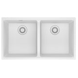 FRANKE MAG1201515-PWT Maris Undermount 33-in x 18.94-in Granite Double Bowl Kitchen Sink in Polar White In Polar White