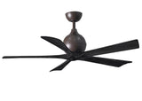 Matthews Fan IR5-TB-BK-52 Irene-5 five-blade paddle fan in Textured Bronze finish with 52" solid matte black wood blades.