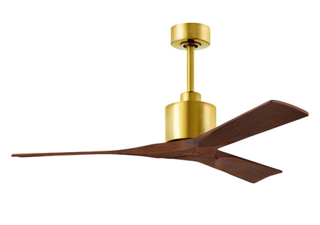 Matthews Fan NK-BRBR-WA-52 Nan 6-speed ceiling fan in Brushed Brass finish with 52” solid walnut tone wood blades