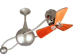 Matthews Fan B2K-BN-WD Brisa 360° counterweight rotational ceiling fan in Brushed Nickel finish with solid sustainable mahogany wood blades.