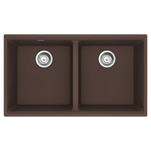 FRANKE MAG1201515-MOC-S Maris Undermount 33-in x 18.94-in Granite Double Bowl Kitchen Sink in Mocha In Mocha