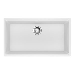 FRANKE MAG11029-PWT-S Maris Undermount 31-in x 17.81-in Granite Single Bowl Kitchen Sink in Polar White In Polar White