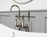 Tisbury Wall Mount 2-Handle Tub Filler with Hand Shower in Polished Nickel