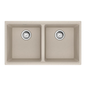 FRANKE MAG1201414-CHA-S Maris Undermount 31-in x 17.81-in Granite Double Bowl Kitchen Sink in Champagne In Champagne