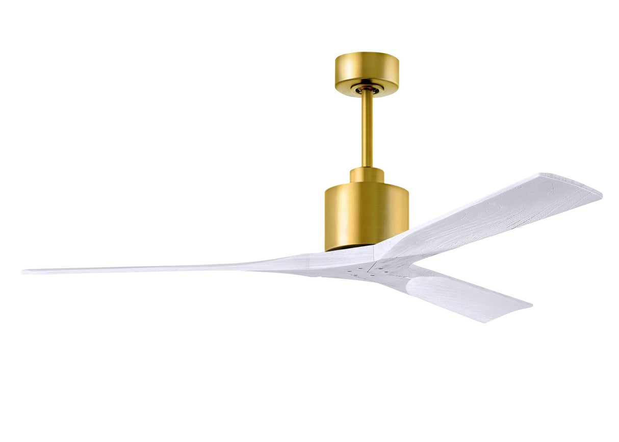 Matthews Fan NK-BRBR-MWH-60 Nan 6-speed ceiling fan in Brushed Brass finish with 60” solid matte white wood blades