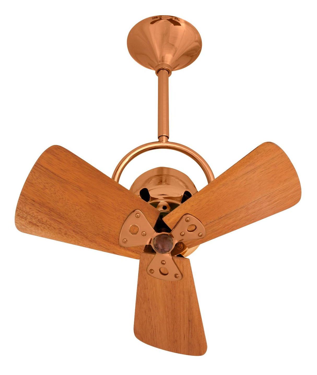 Matthews Fan BD-BRCP-WD Bianca Direcional ceiling fan in Brushed Copper finish with solid sustainable mahogany wood blades.
