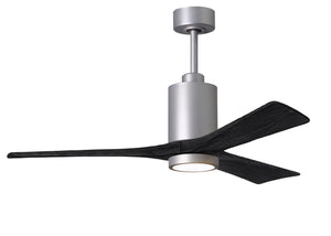 Matthews Fan PA3-BN-BK-52 Patricia-3 three-blade ceiling fan in Brushed Nickel finish with 52” solid matte black wood blades and dimmable LED light kit 