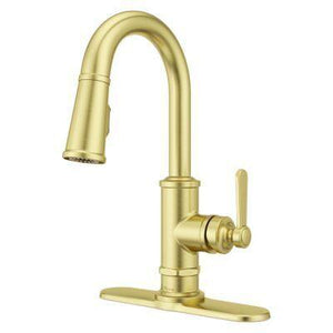 Port Haven Pull-Down Bar/Prep Faucet in Brushed Gold