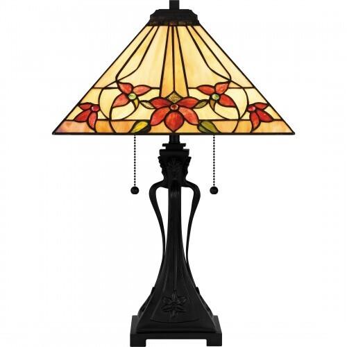 Quoizel TF6153MBK Tiffany Table lamp tiffany 2 lights matte black. Table Lamp