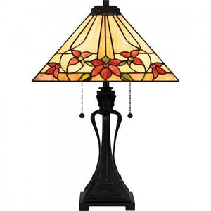 Quoizel TF6153MBK Tiffany Table lamp tiffany 2 lights matte black. Table Lamp