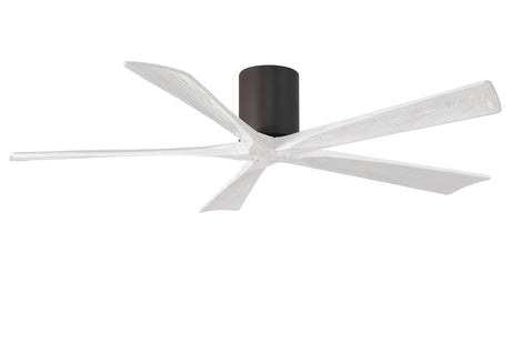 Matthews Fan IR5H-TB-MWH-60 Irene-5H five-blade flush mount paddle fan in Textured Bronze finish with 60” solid matte white wood blades. 