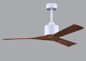 Matthews Fan NK-MWH-WA-52 Nan 6-speed ceiling fan in Matte White finish with 52” solid walnut tone wood blades
