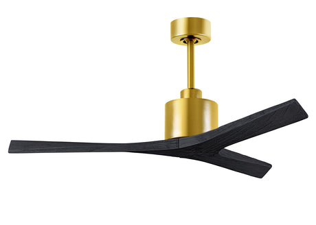Matthews Fan MW-BRBR-BK-52 Mollywood 6-speed contemporary ceiling fan in Brushed Brass finish with 52” solid matte black wood blades