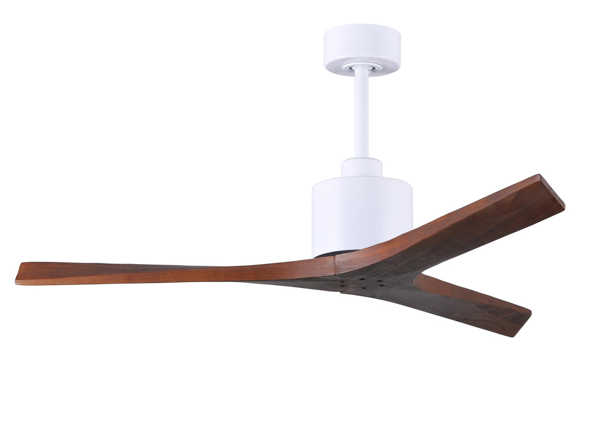 Matthews Fan MW-MWH-WA-52 Mollywood 6-speed contemporary ceiling fan in Matte White finish with 52” solid walnut tone blades