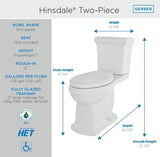 Gerber G0020191 White Hinsdale 1.28 Gpf 12" Rough-in Two-piece Elongated ERGOHEI...