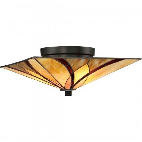 Quoizel TFAS1615VA Asheville Flush mount tiffany 15"d valiant bronze Flush Mount