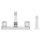Pfirst Series 2-Handle Kitchen Faucet with White Side Spray in Polished Chrome