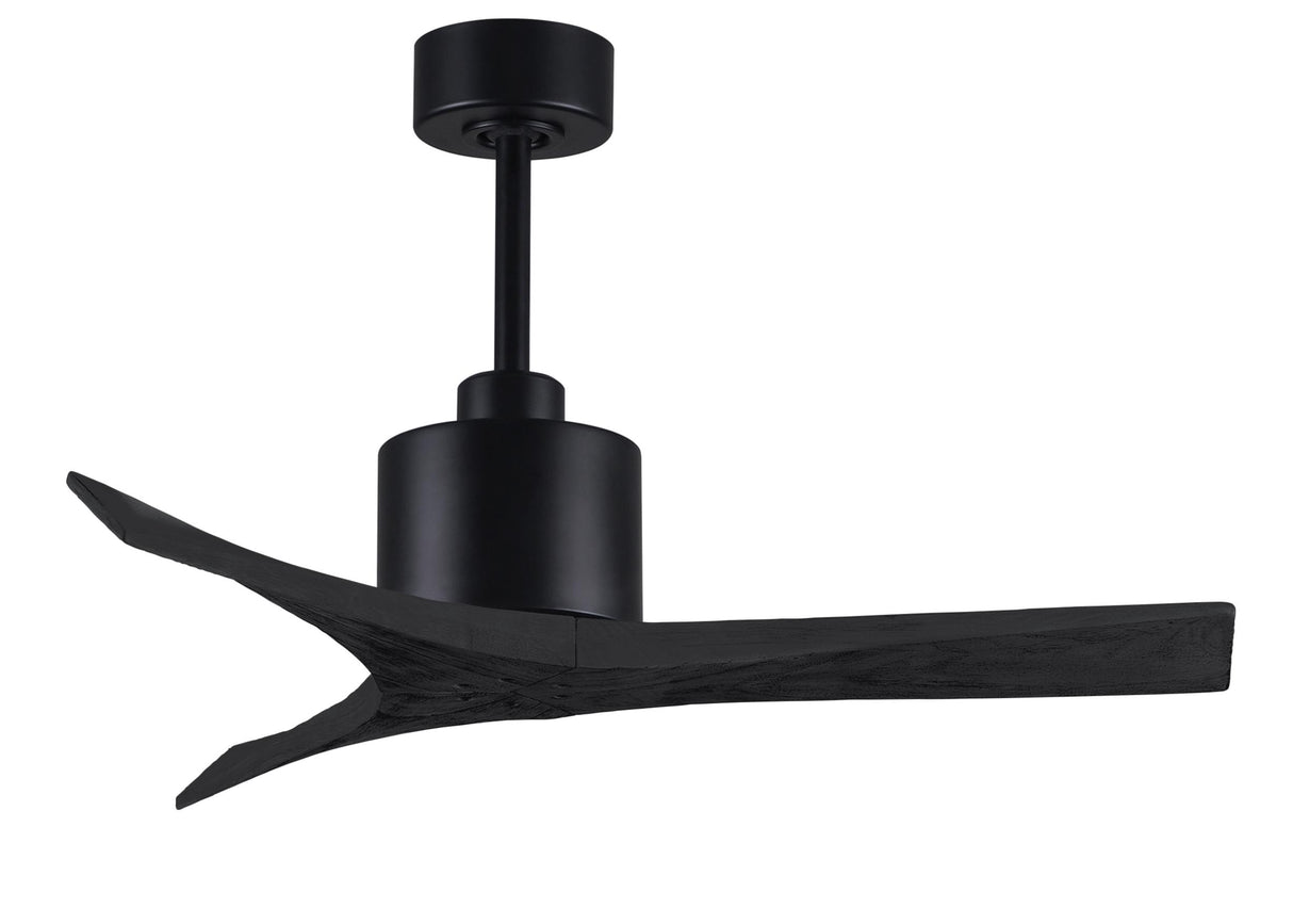 Matthews Fan MW-BK-BK-42 Mollywood 6-speed contemporary ceiling fan in Matte Black finish with 42” solid matte black wood blades