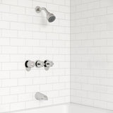 3-Handle Tub & Shower Faucet with Metal Knob Handles