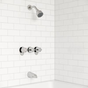 Polished Chrome Pfister 3-handle Tub & Shower Faucet With Metal VER... LG01-3410