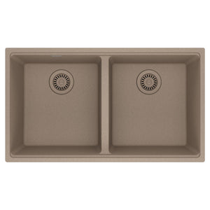 FRANKE MAG1201515-OYS Maris Undermount 33-in x 18.94-in Granite Double Bowl Kitchen Sink in Oyster In Oyster