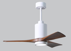 Matthews Fan PA3-WH-WA-42 Patricia-3 three-blade ceiling fan in Gloss White finish with 42” solid walnut tone blades and dimmable LED light kit 