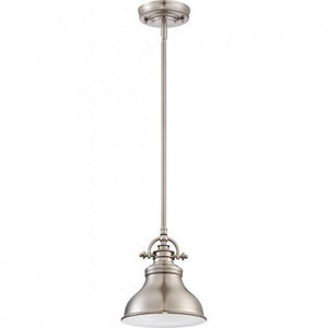 Quoizel ER1508BN Emery Vintage Mini Pendant Lighting, 1-Light, 100 Watts, Brushed Nickel (9" H x 8" W)