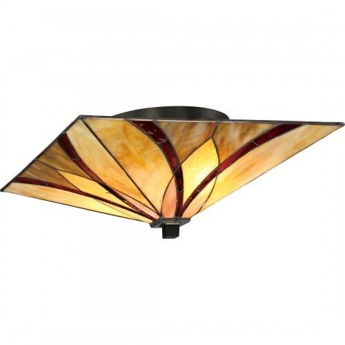 Quoizel TFAS1615VA Asheville Flush mount tiffany 15"d valiant bronze Flush Mount