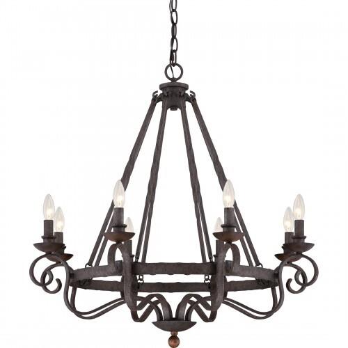 Quoizel NBE5008RK Noble Chandelier 8-lght rustic black Chandelier