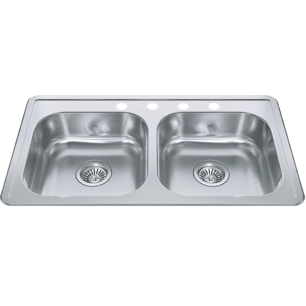 KINDRED RDLA3319-6-4CBN Creemore 32.94-in LR x 18.31-in FB x 6-in DP Drop In Double Bowl 4-Hole Stainless Steel Sink In Commercial Satin Finish