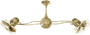 Matthews Fan IV-PB-MTL Italo Ventania 360° dual headed rotational ceiling fan in polished brass finish with metal blades.