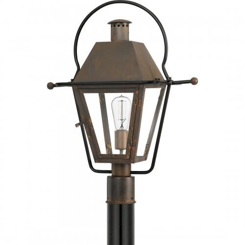 Quoizel RO9018IZ Rue De Royal Outdoor post 1 light industrial bronze Outdoor Lantern