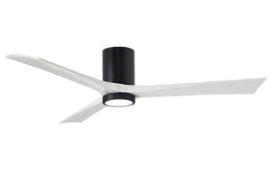 Matthews Fan IR3HLK-BK-MWH-60 Irene-3HLK three-blade flush mount paddle fan in Matte Black finish with 60” solid matte white wood blades and integrated LED light kit.