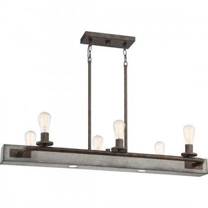Quoizel MVL642IN Melville Linear chandelier 6 light iron gate Island Light