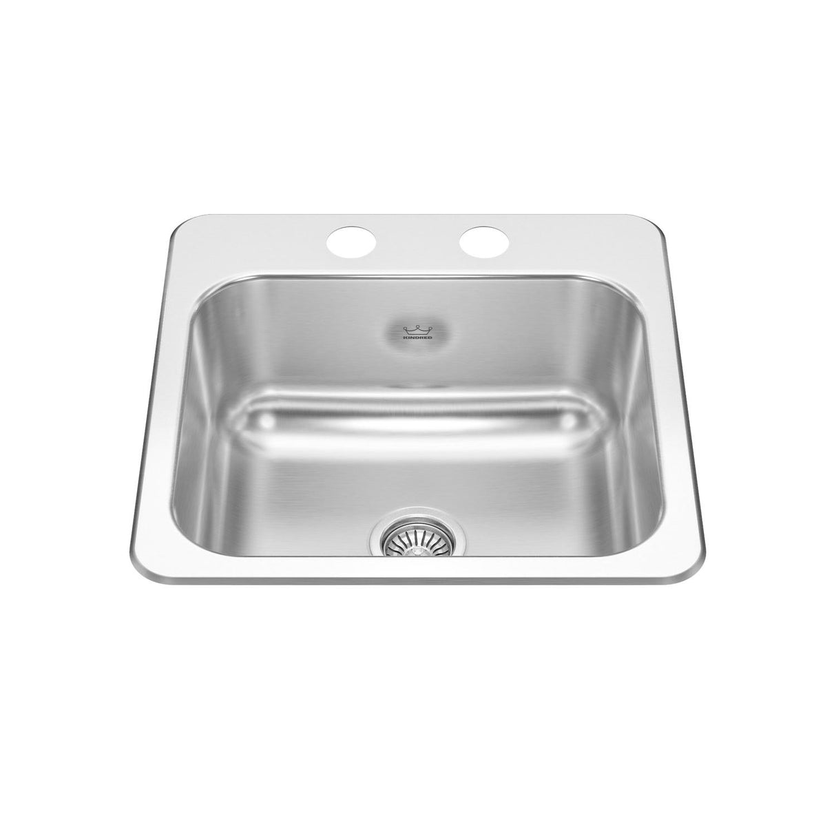 KINDRED CSLA1515-6-2CBN Creemore 15-in LR x 15-in FB x 6-in DP Drop In Single Bowl 2-Hole Stainless Steel Hospitality Sink In Commercial Satin Finish