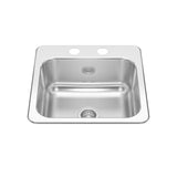 KINDRED CSLA1515-6-2CBN Creemore 15-in LR x 15-in FB x 6-in DP Drop In Single Bowl 2-Hole Stainless Steel Hospitality Sink In Commercial Satin Finish