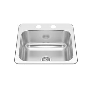 KINDRED CSLA1515-6-2CBN Creemore 15-in LR x 15-in FB x 6-in DP Drop In Single Bowl 2-Hole Stainless Steel Hospitality Sink In Commercial Satin Finish