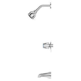 3-Handle Tub & Shower Faucet with Metal Knob Handles