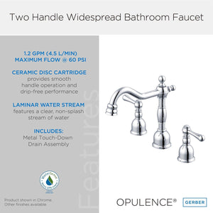 Gerber D303257BN Brushed Nickel Opulence Two Handle Widespread Lavatory Faucet